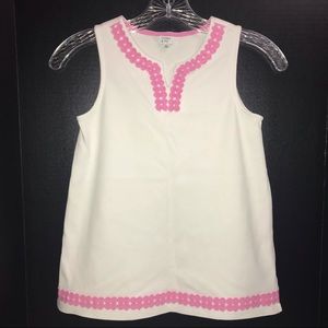 Crown & Ivy sleeveless top, pullover style, white with cute pink trim